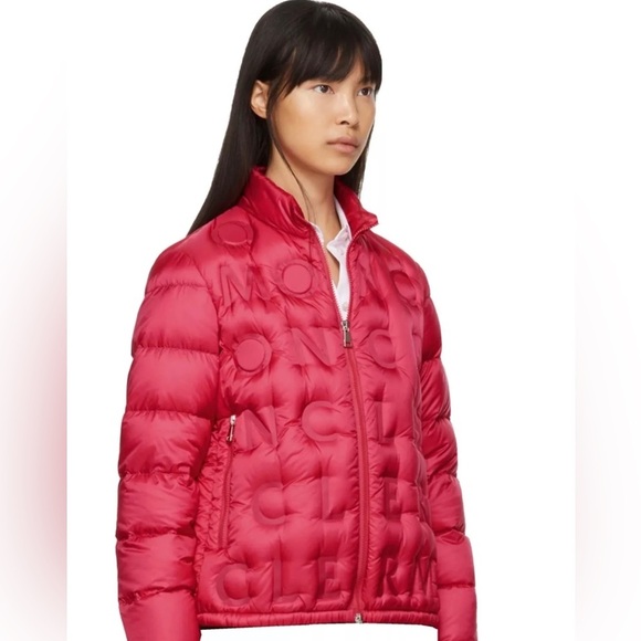 NWOT MONCLER Pink Down Vilnius Logo Jacket Sz 1. - Picture 1 of 8